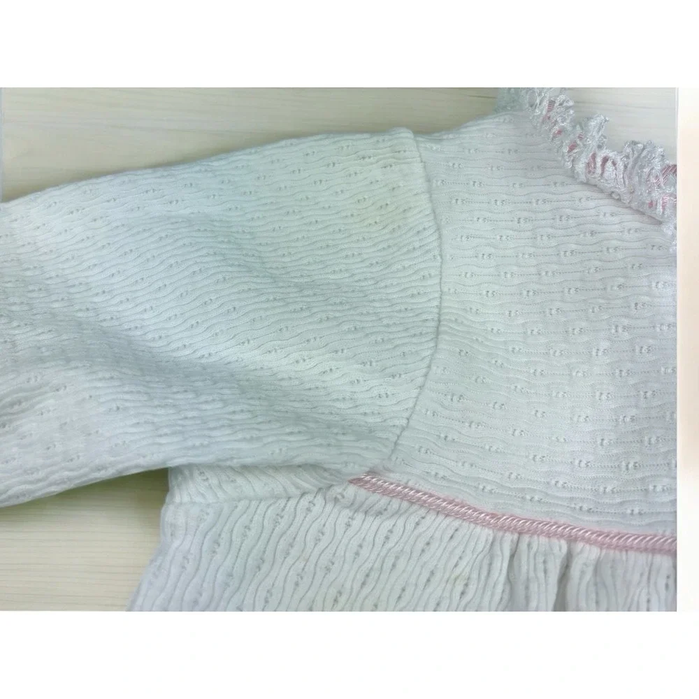Laura Dare Baby Long Sleeve White Dress With Pink Trim Size 9 M‎